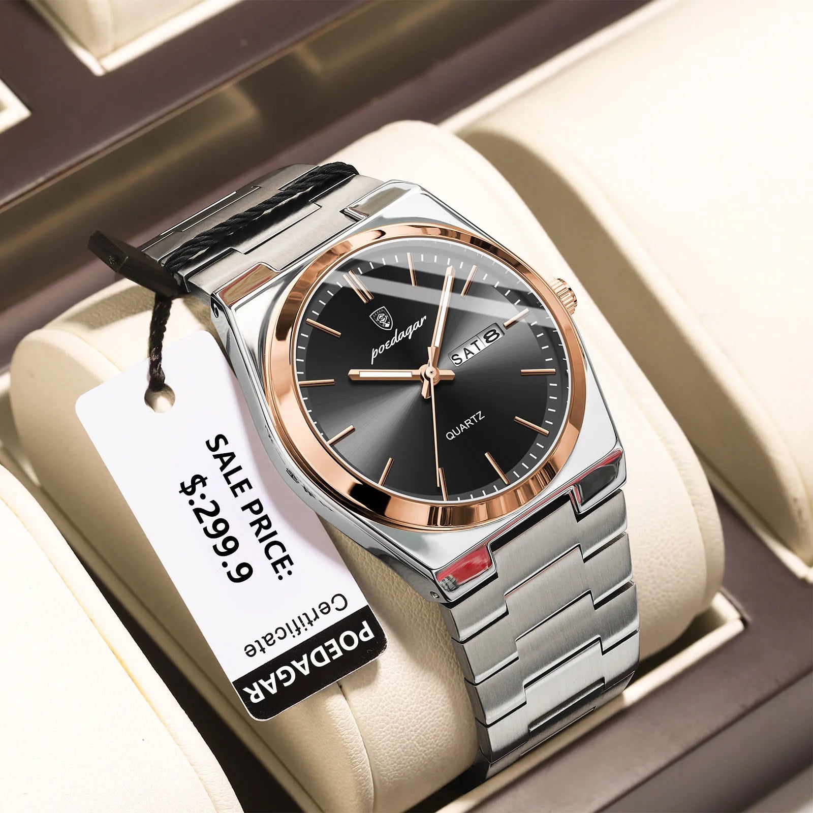 Relógio de Pulso Masculino Elegante de Quartzo com Calendário – Modelo 26