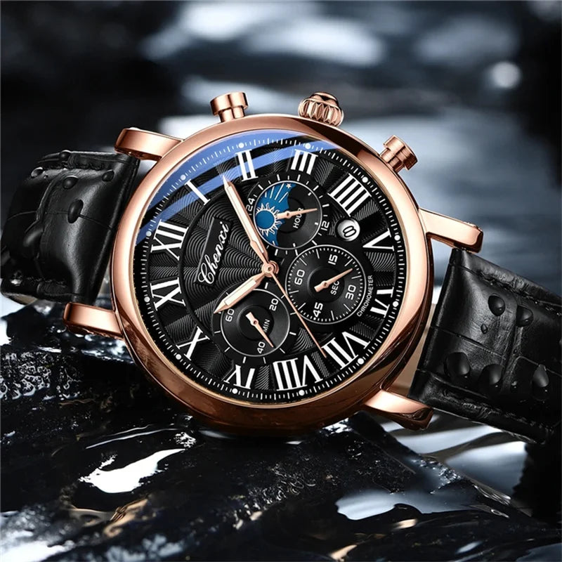 Relógio de Pulso Masculino Elegante de Quartzo com Calendário