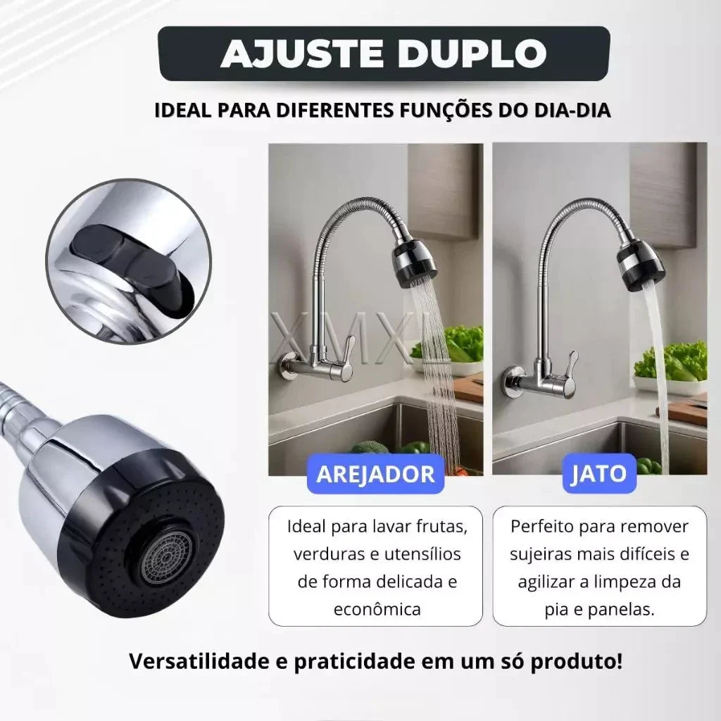 Torneira Cozinha Parede Gourmet Inox Flexível Cromada Premium Anti-corrosão Luxo
