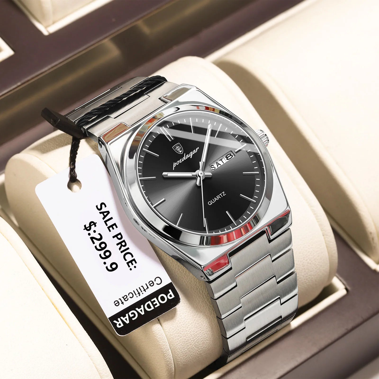 Relógio de Pulso Masculino Elegante de Quartzo com Calendário – Modelo 26