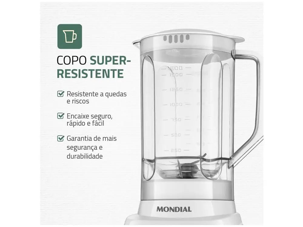 Liquidificador Mondial Pratic Power L-97-W 2 Velocidades + Pulsar 550W Branco - 220V