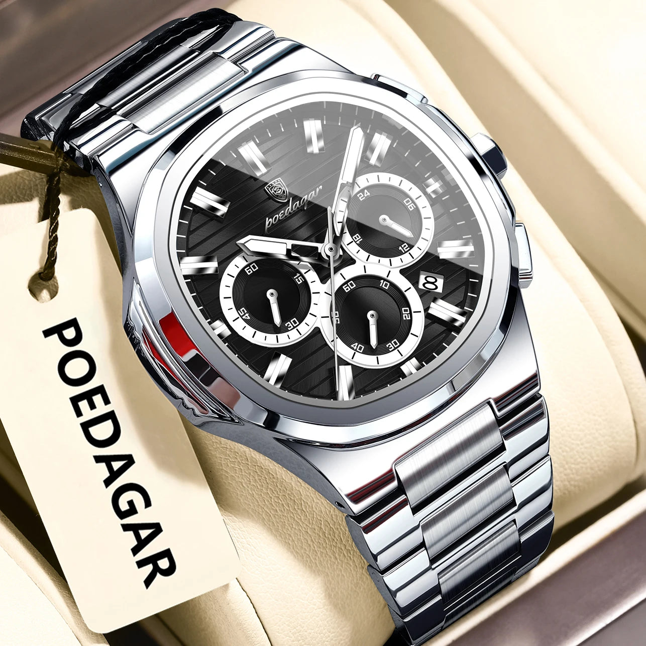 Relógio de Pulso Masculino Elegante de Quartzo com Cronógrafo – Modelo 09