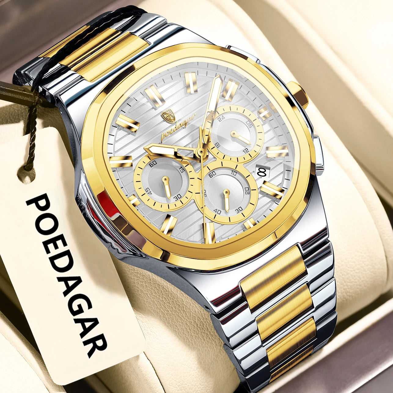 Relógio de Pulso Masculino Elegante de Quartzo com Cronógrafo – Modelo 09