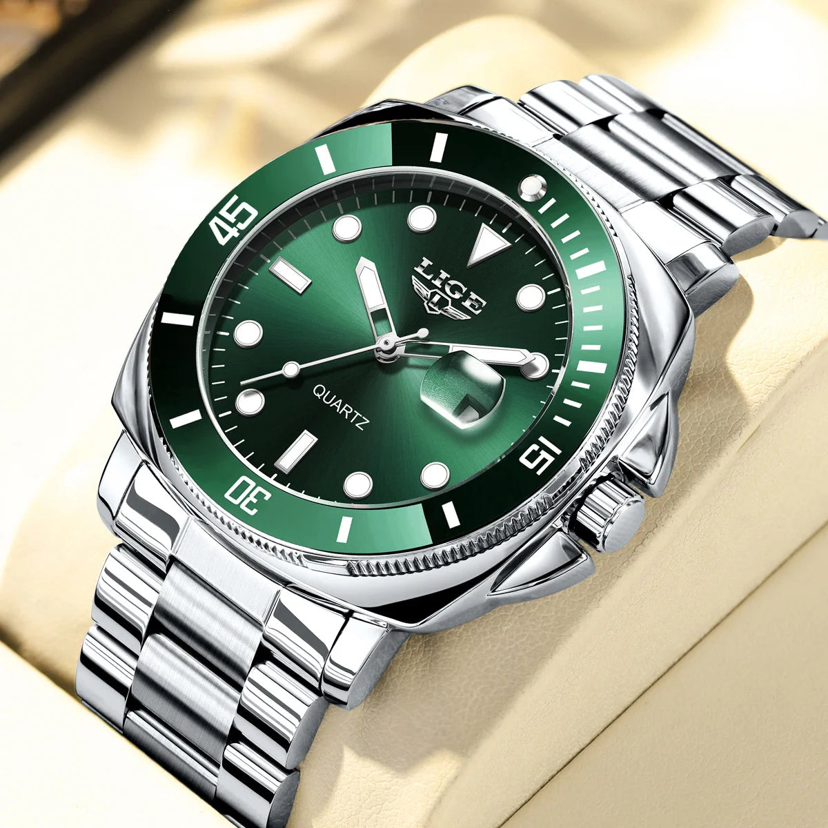 Relógio de Pulso Masculino Elegante de Quartzo com Luminoso