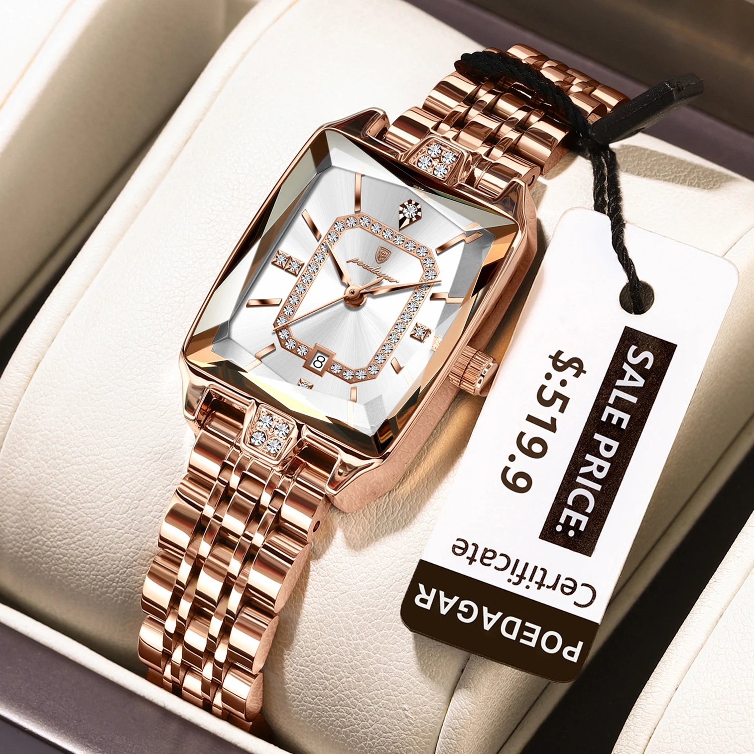 Relógio de Pulso Feminino Elegante de Quartzo com Calendário