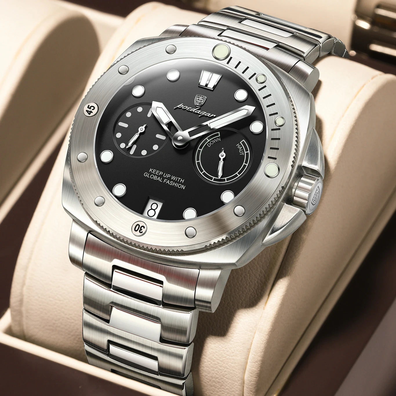Relógio de Pulso Masculino Elegante de Quartzo com Luminoso – Modelo 14