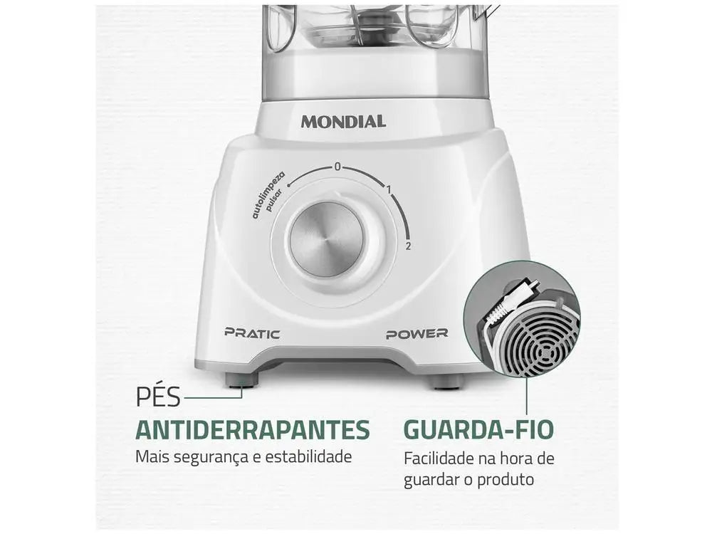 Liquidificador Mondial Pratic Power L-97-W 2 Velocidades + Pulsar 550W Branco - 220V