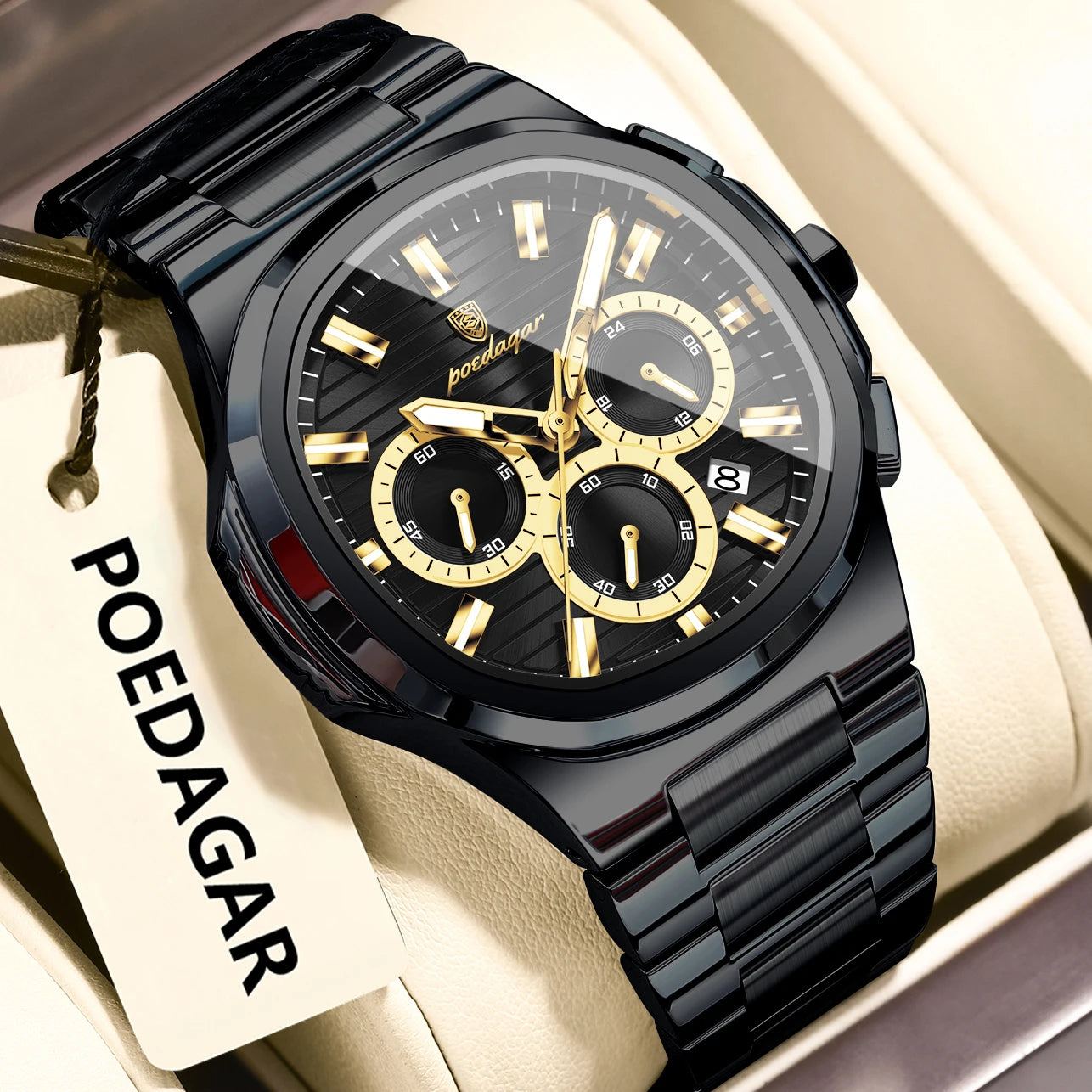 Relógio de Pulso Masculino Elegante de Quartzo com Cronógrafo – Modelo 09