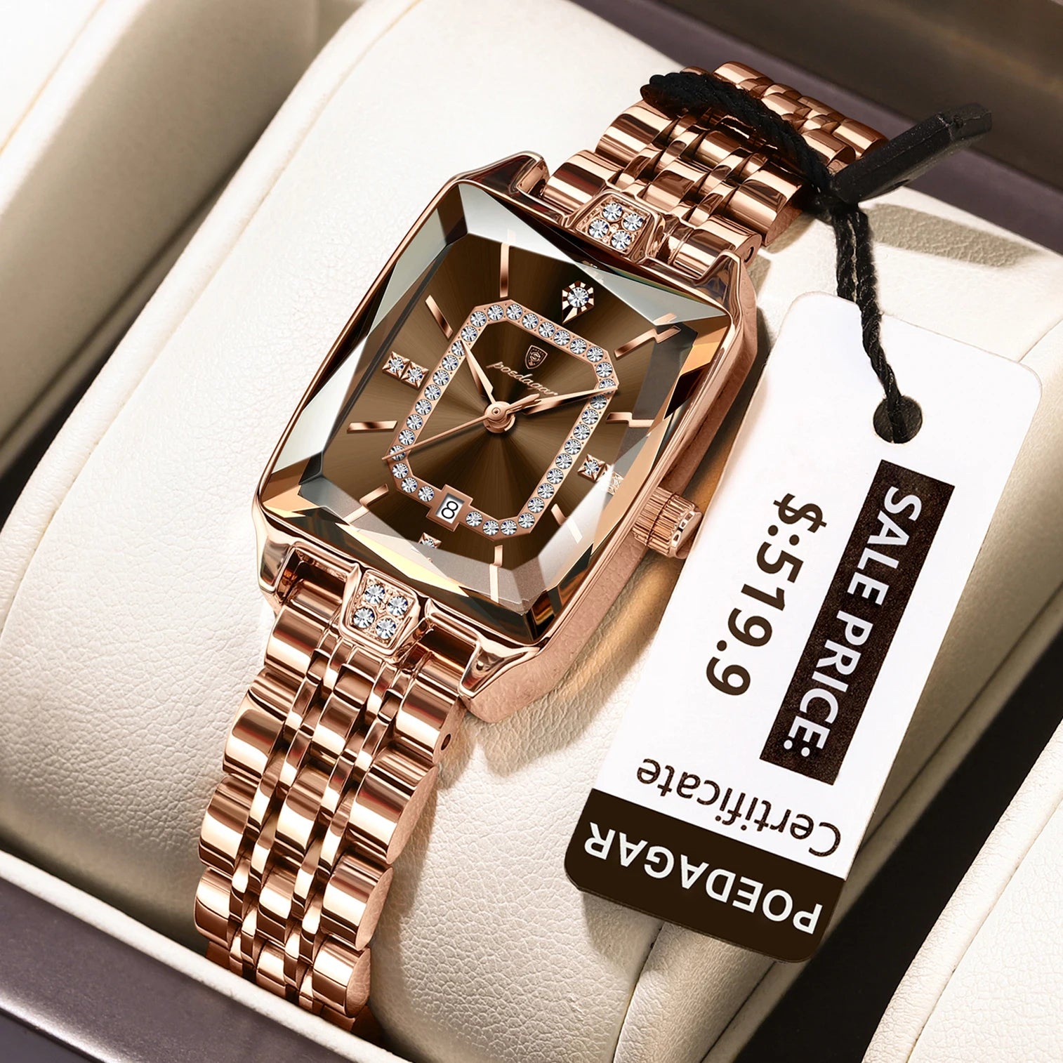 Relógio de Pulso Feminino Elegante de Quartzo com Calendário