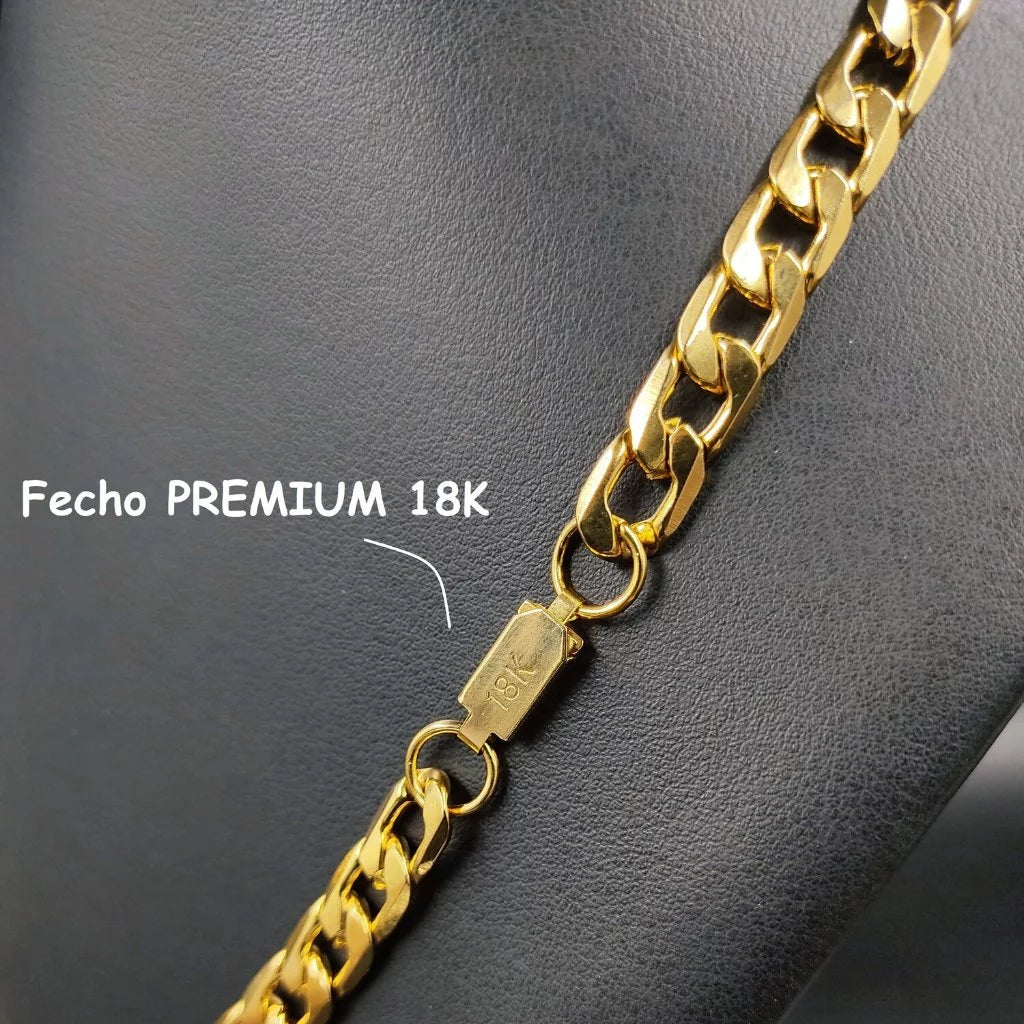 Corrente Cordão 10mm Moeda Antiga Legítima Não Perde Cor + Pingente Cavalo Ferradura Grande