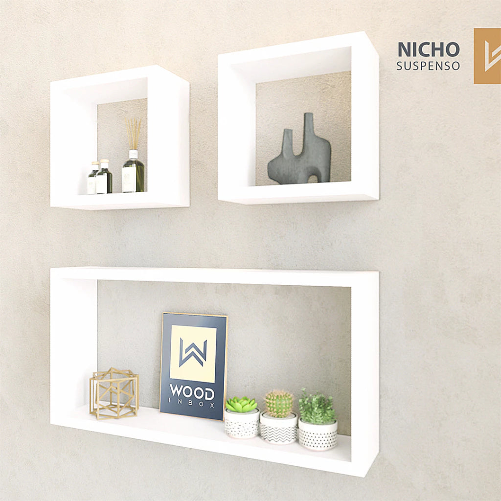 Kit 3 Prateleira Nicho Retangular para Decoração