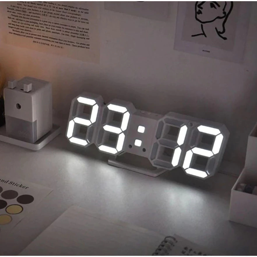 Relógio Digital 3D LED De Parede e Mesa Design Moderno Luz Noturna Decoração