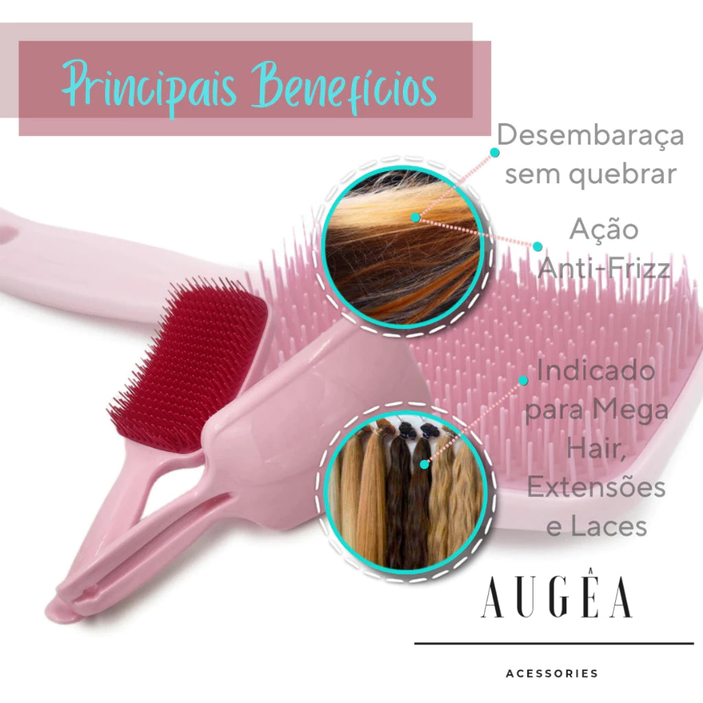 Escova de Cabelo Raquete Flex Desembaraçadora Mágica Finalização