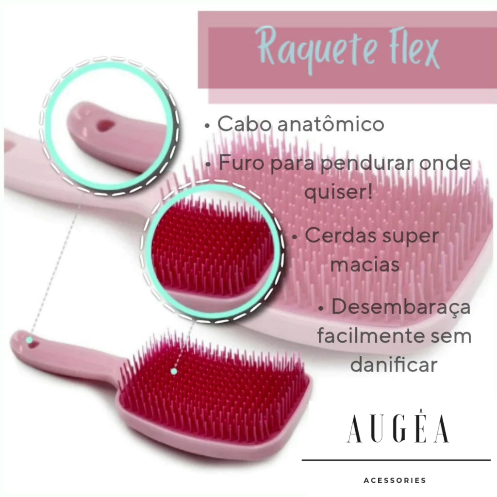 Escova de Cabelo Raquete Flex Desembaraçadora Mágica Finalização