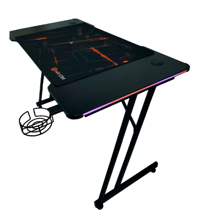 Mesa Gamer Pro Efeito Carbono 120x60 COM LED RGB, SEM LED e MousePad