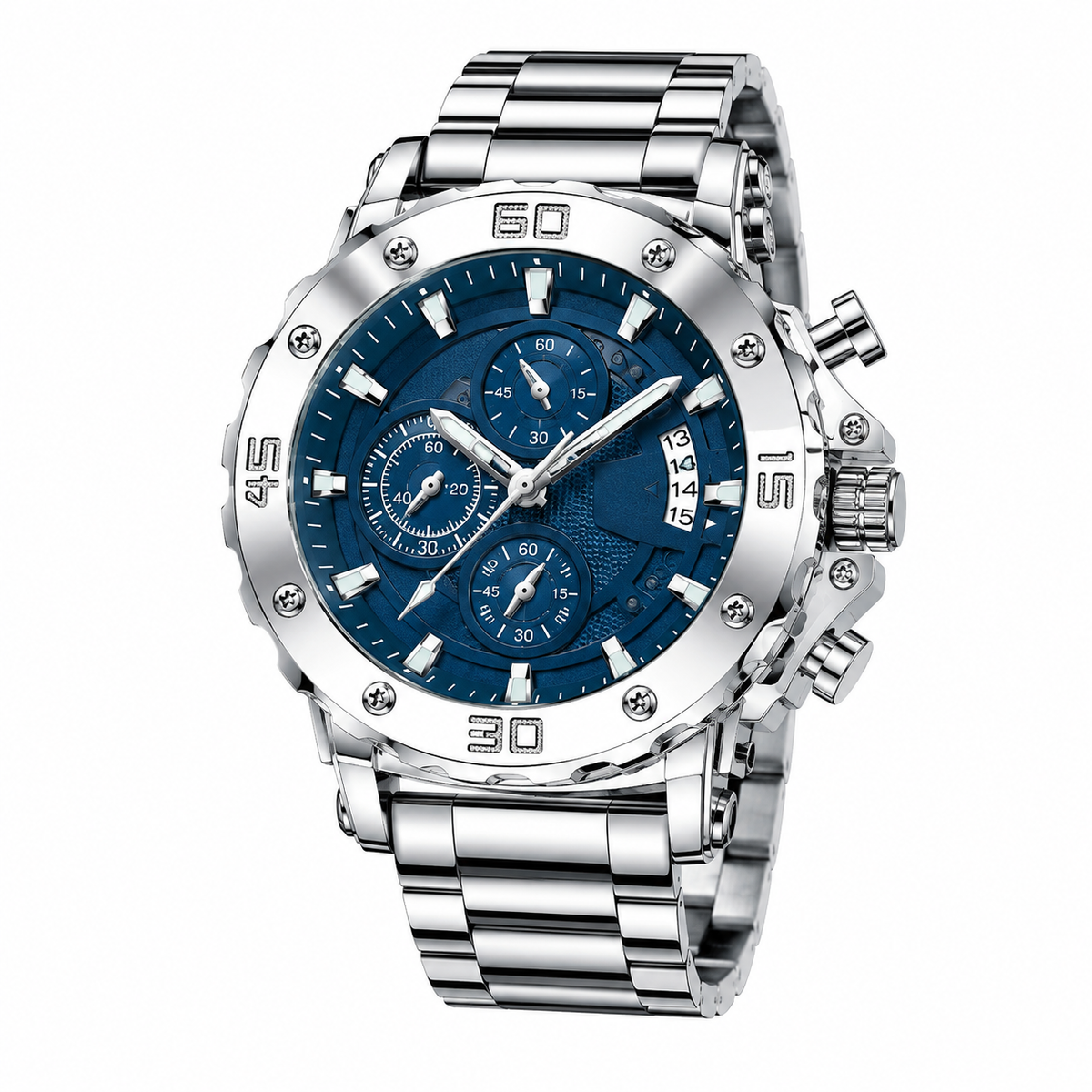 Relógio de Pulso Masculino Elegante de Quartzo com Cronógrafo – Modelo 24