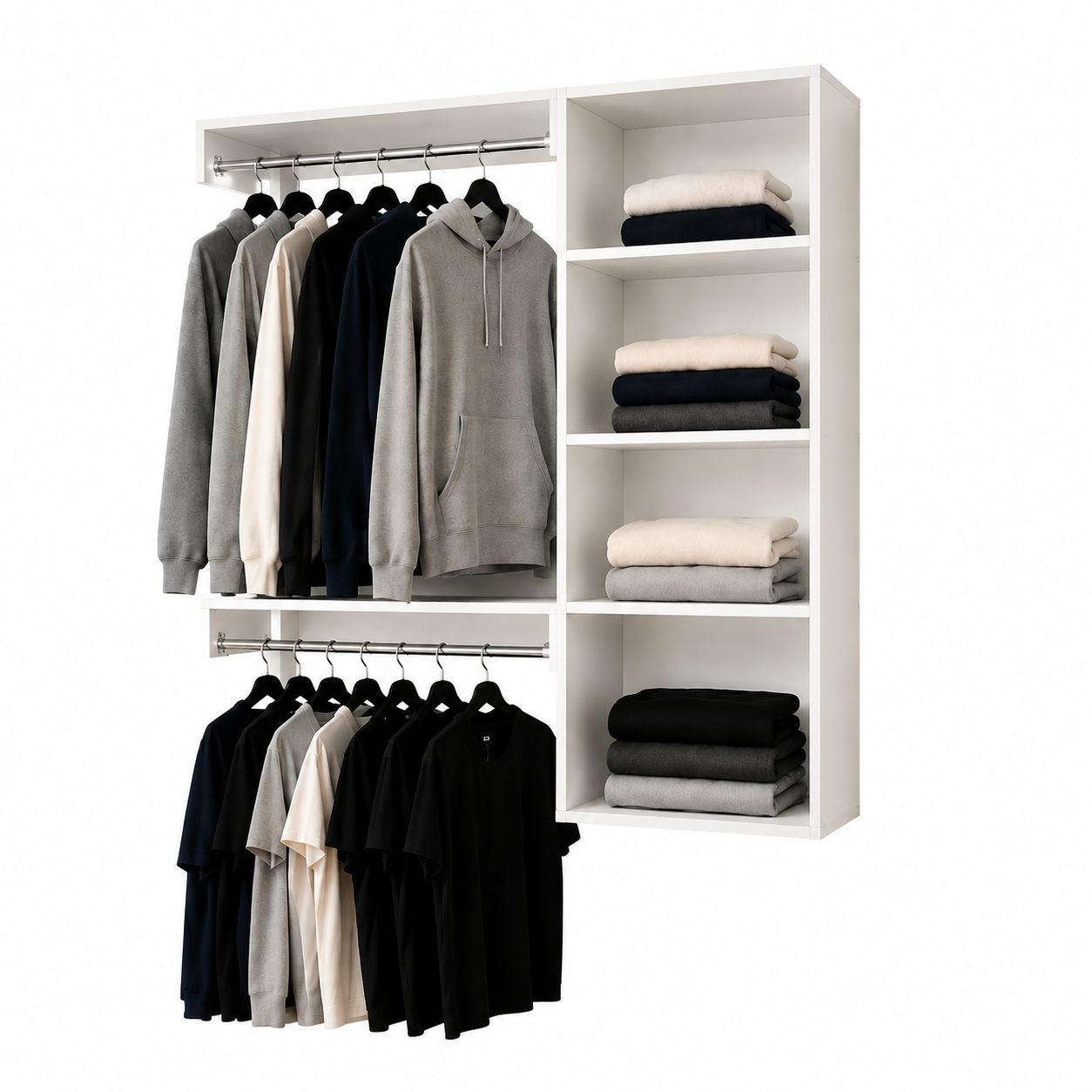 Closet suspenso moderno, Arara De Parede Aberto com Cabideiro 67