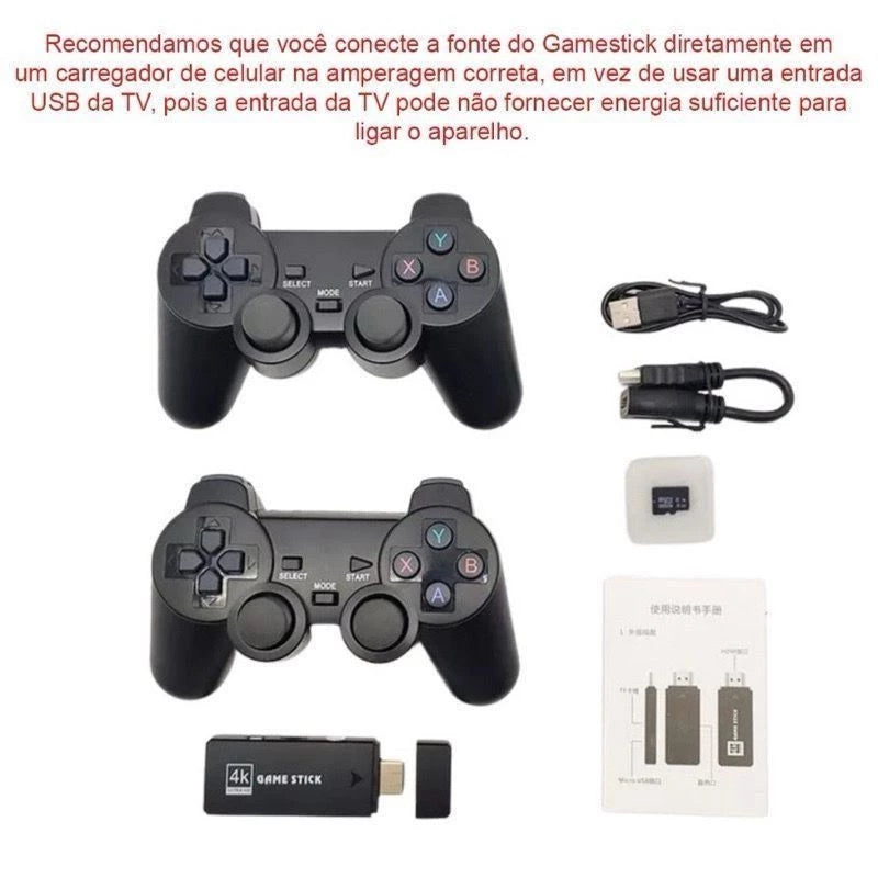 Video game Stick 4K Com 20000 Jogos 2 Controles Sem Fio Console Portatil Jogos Retro Video Game