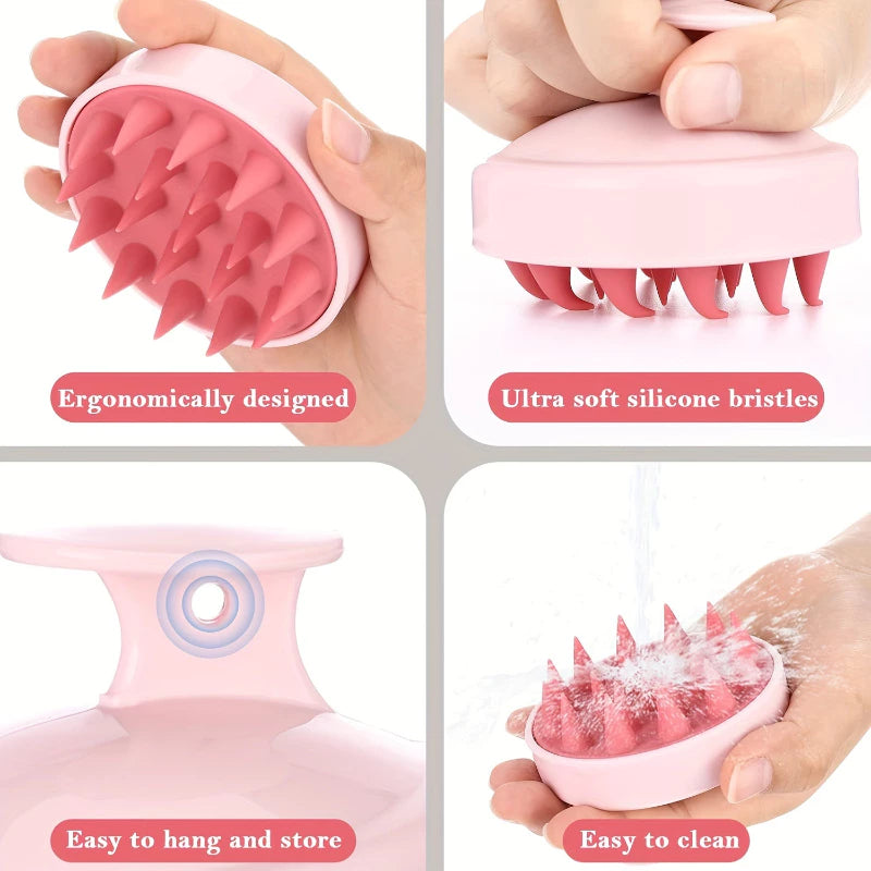 Escova De Shampoo De Silicone Macio Limpa E Remove Caspa , Massageia O Couro Cabeludo Alivia Coceira