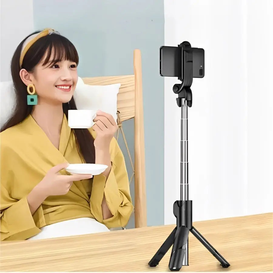 Bluetooth Selfie Speaker com suporte tripé, controle remoto retrátil