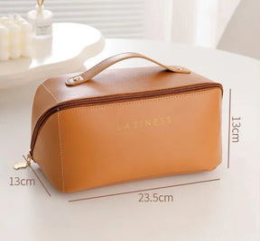 Bolsa Necessaire Feminino Cosmético De Couro PU De Grande Capacidade Portátil Viagem