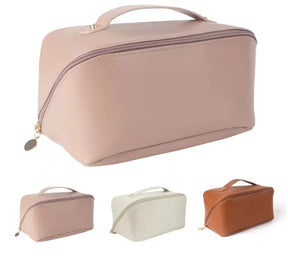 Bolsa Necessaire Feminino Cosmético De Couro PU De Grande Capacidade Portátil Viagem