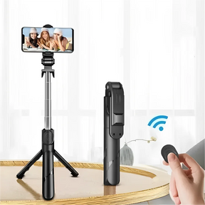 Bluetooth Selfie Speaker com suporte tripé, controle remoto retrátil