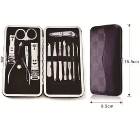 Kit Cortador De Unha Manicure Portatil Estojo Pinca Tesoura C/Organizador de couro de luxo