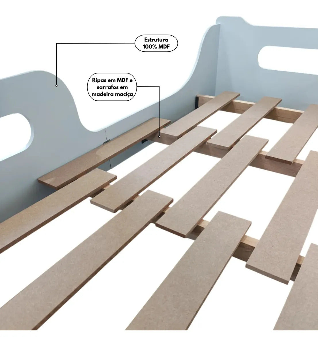 Cama Montessoriana Infantil 100% Mdf Com Grade De Proteção Branco