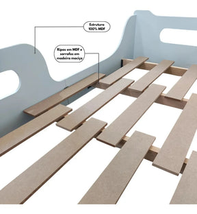 Cama Montessoriana Infantil 100% Mdf Com Grade De Proteção Branco