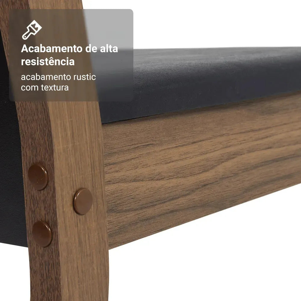Sala De Jantar Mesa Tampo De Vidro 4 Cadeiras Tifani Madesa Cor Rustic/Preto XMMDJA040165