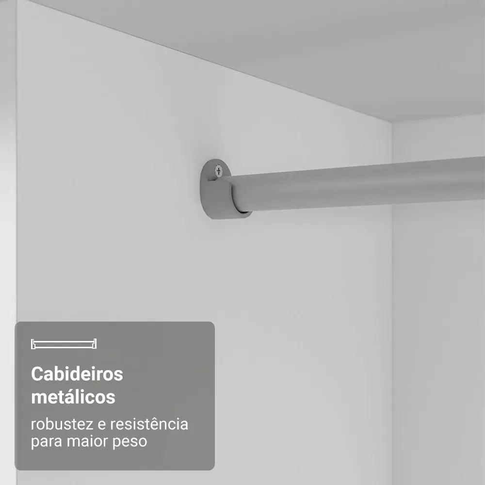 Guarda Roupa Casal Madesa Mônaco 3 Portas De Correr Cor Branco 109309