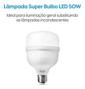 Lampada Led Bulbo Alta Potencia 50w Elgin 6500k