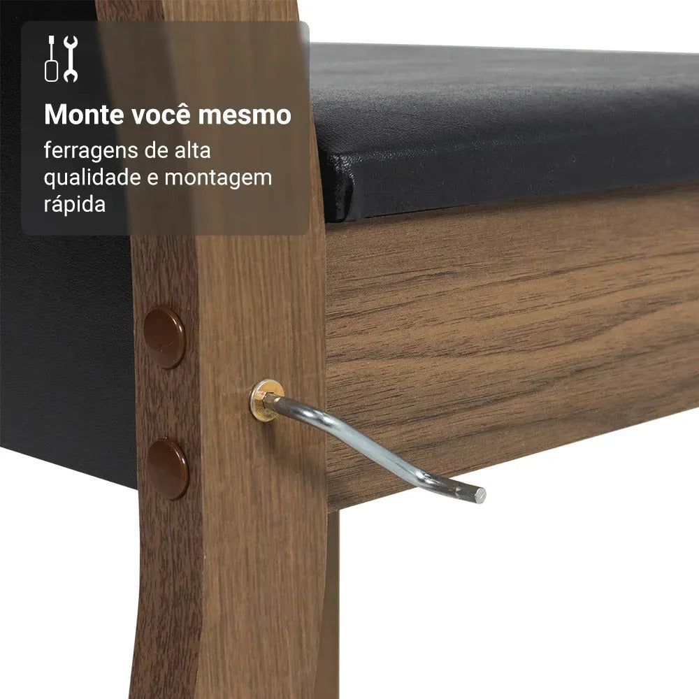 Sala De Jantar Mesa Tampo De Vidro 4 Cadeiras Tifani Madesa Cor Rustic/Preto XMMDJA040165