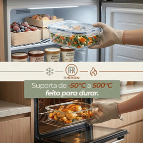 Kit 10 Pote De Vidro Marmita Hermético 640ml Freezer Fitness Rishon