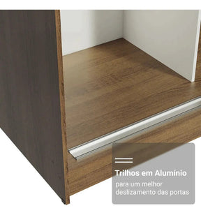 Guarda-roupa Casal Madesa Reno 3 Portas Correr Com Espelho Cor Rustic/Branco 10956E1E