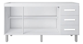 Balcão Cozinha Branco Sem Tampo 150 3 Portas 3 Gavetas