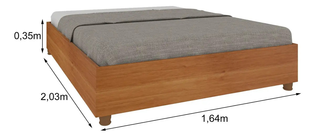 Cama Queen Convencional Tcil Móveis Mônaco MDP 203x164cm Cor Cinamomo