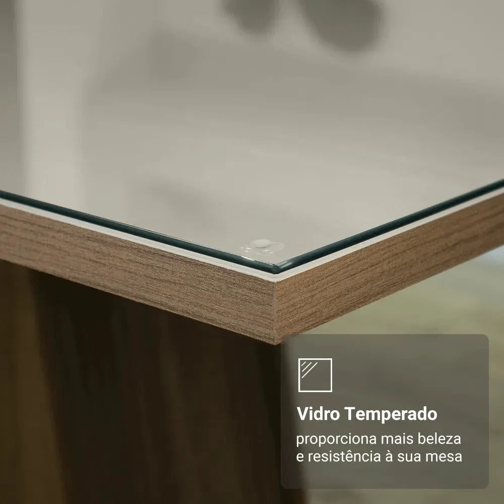 Mesa Hellena com vidro temperado