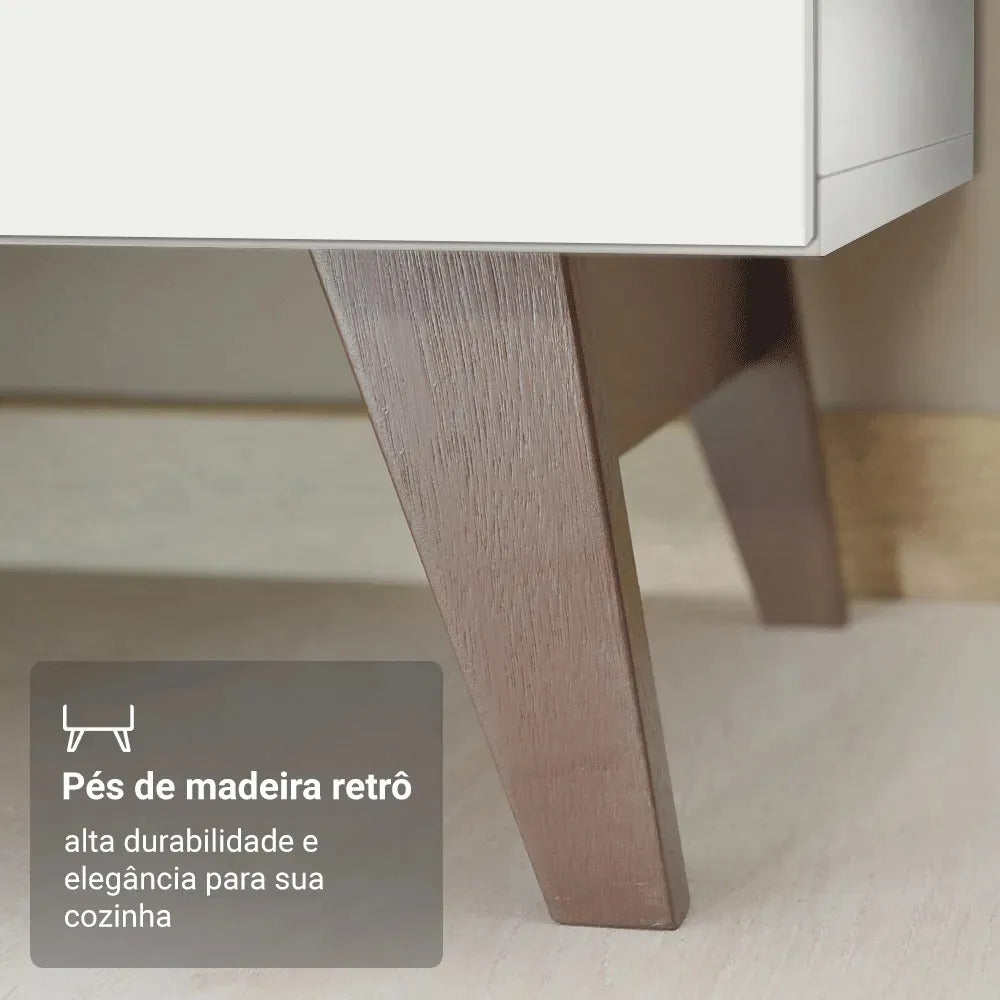 Armário De Cozinha Completa Modulada com Balcão para Cooktop Madesa Reims GRRM31000109 Com Armário Branco
