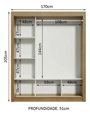 Guarda Roupa Casal Madesa Mônaco 3 Portas De Correr Cor Rustic/Preto 10937K
