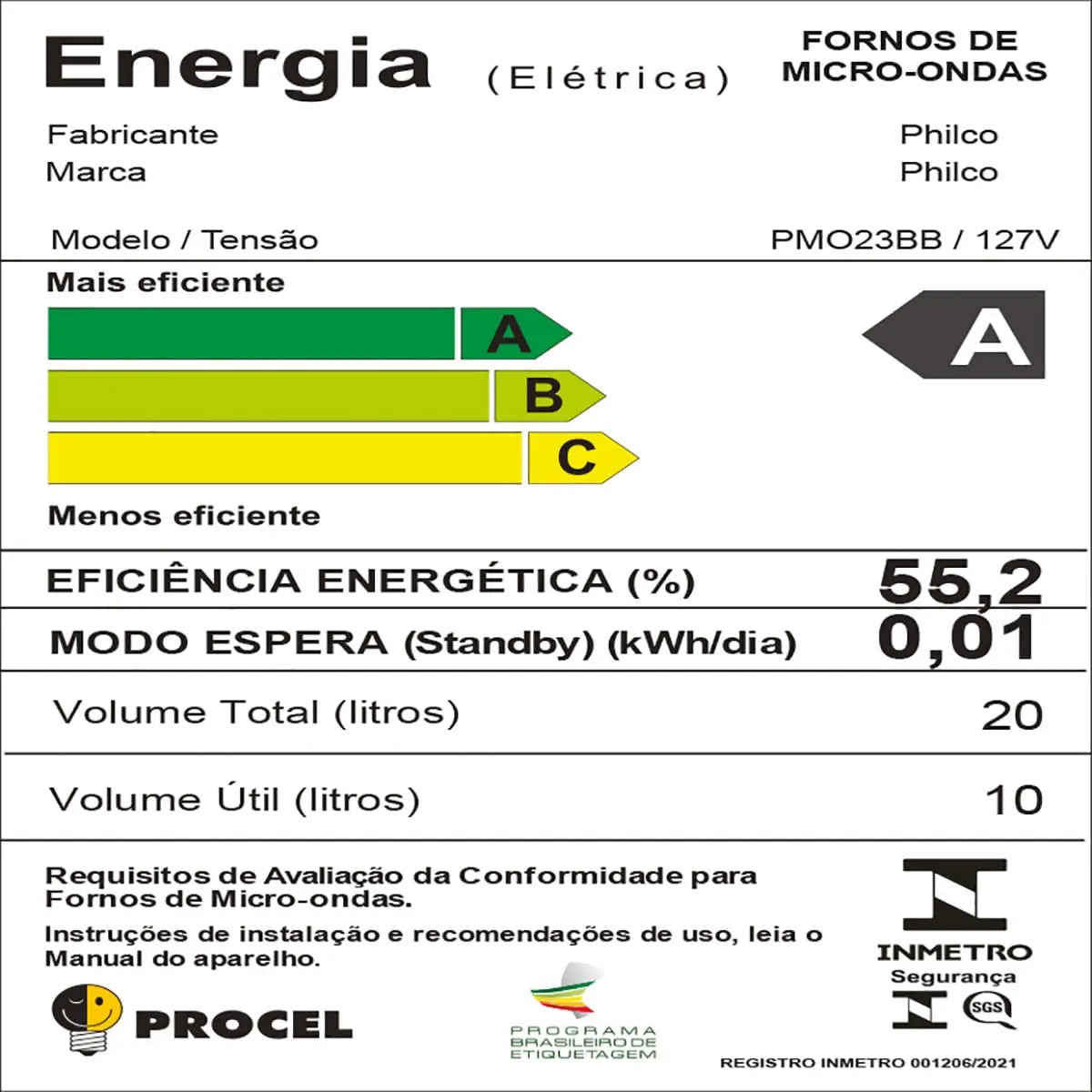 Micro-ondas Philco 20L Branco Pintura Limpa Fácil PMO23B