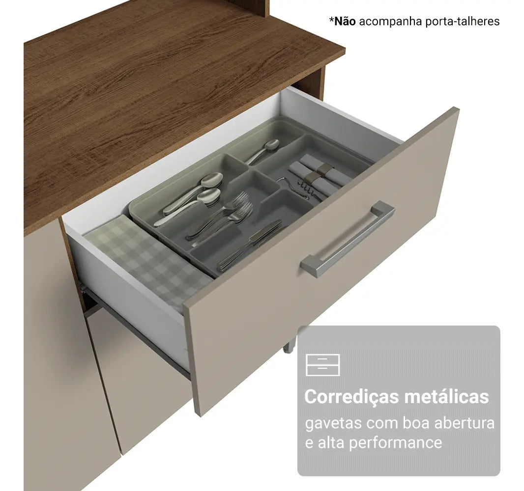 Armário De Cozinha Compacta 196cm Rustic/crema Aura Madesa
