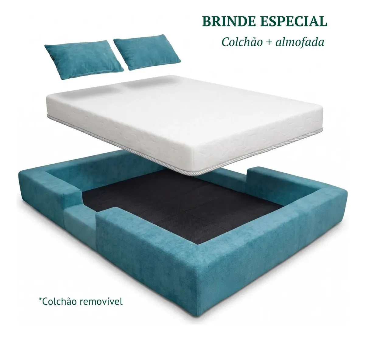 Cama Montessoriana Casal Ninho 100% Espuma Keiko Cor Verde Água