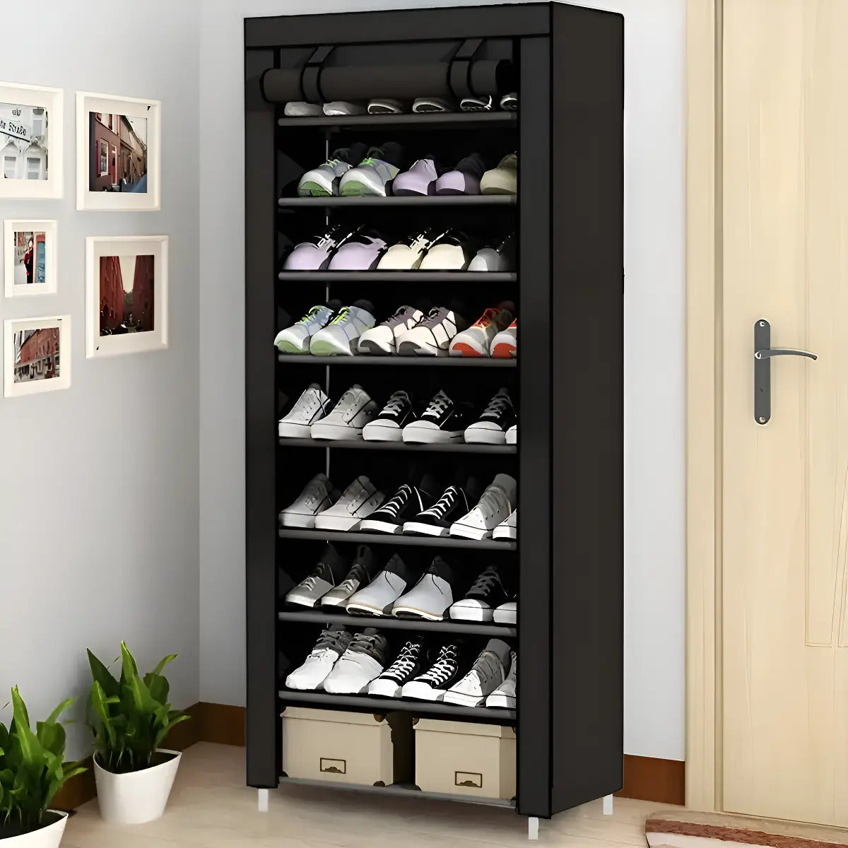 Sapateira Organizador De Sapatos Com 9 Prateleiras Tnt Cor Preto