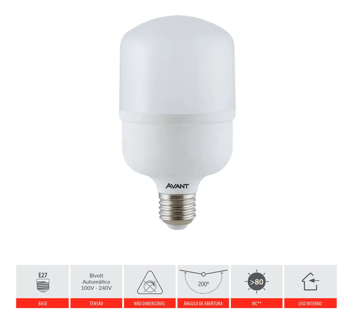 Kit 5 Lâmpadas Bulbo Alta Potência 20w 6500k Atacado Avant Luz Branco-frio