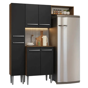 Armário De Cozinha Compacta 156 Cm Rustic/preto Emilly Madesa 03