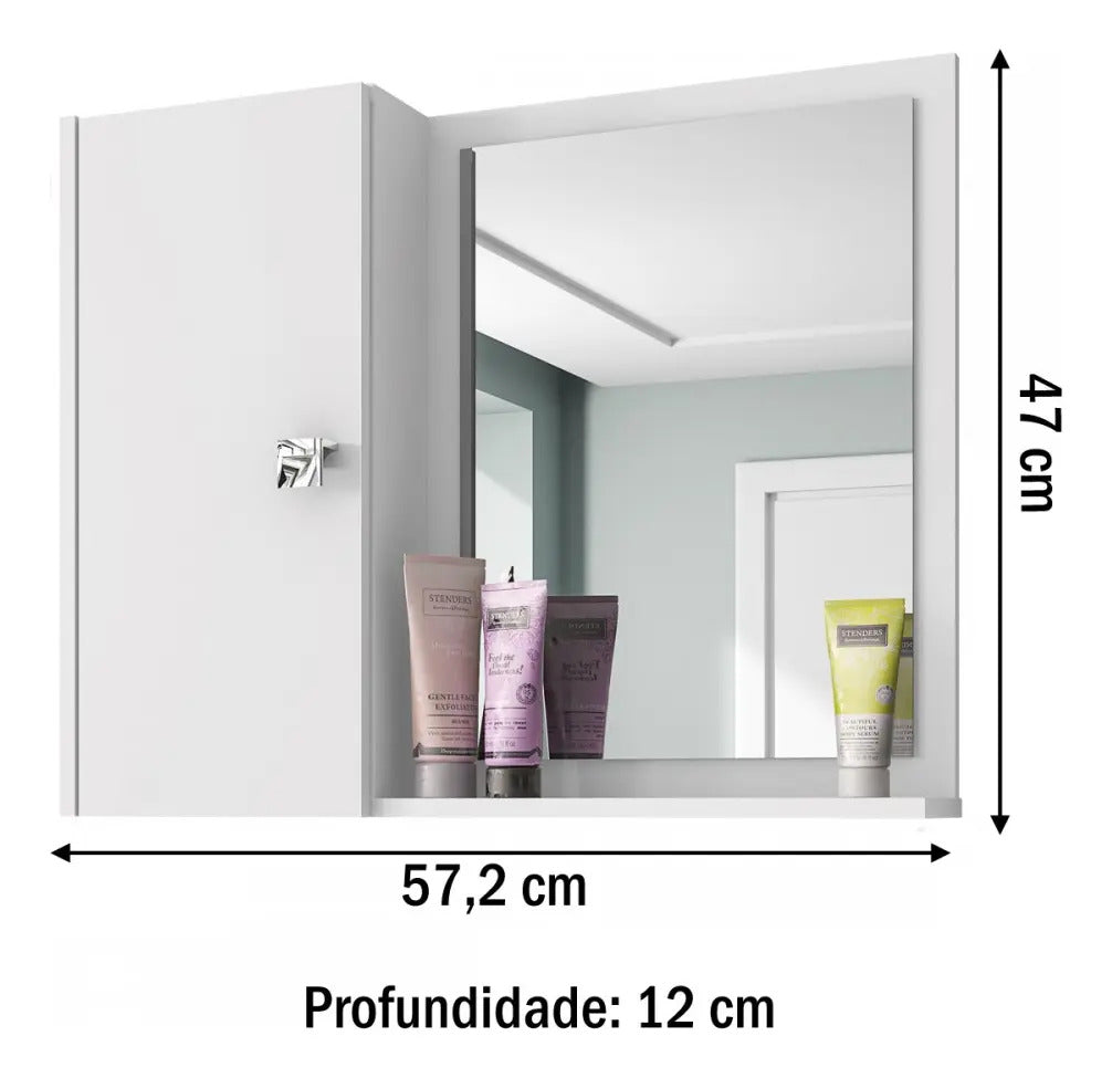 Espelharia Armário de Banheiro 1 Porta Branco Genova Bechara