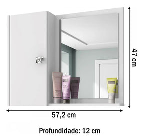 Espelharia Armário de Banheiro 1 Porta Branco Genova Bechara