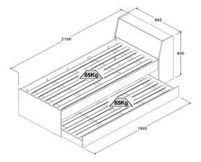 Cama Solteiro Bicama Ditália Bb-28 Branco